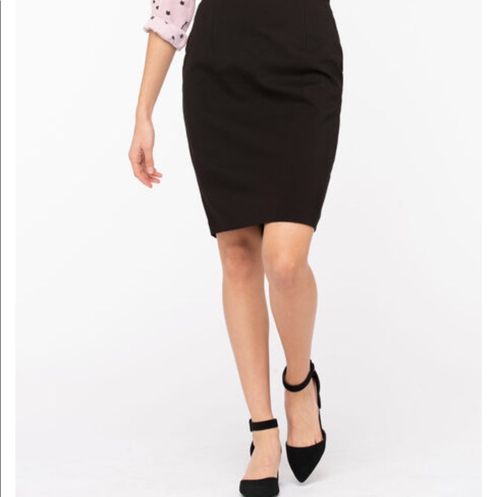 Black Ponte Pencil Skirt